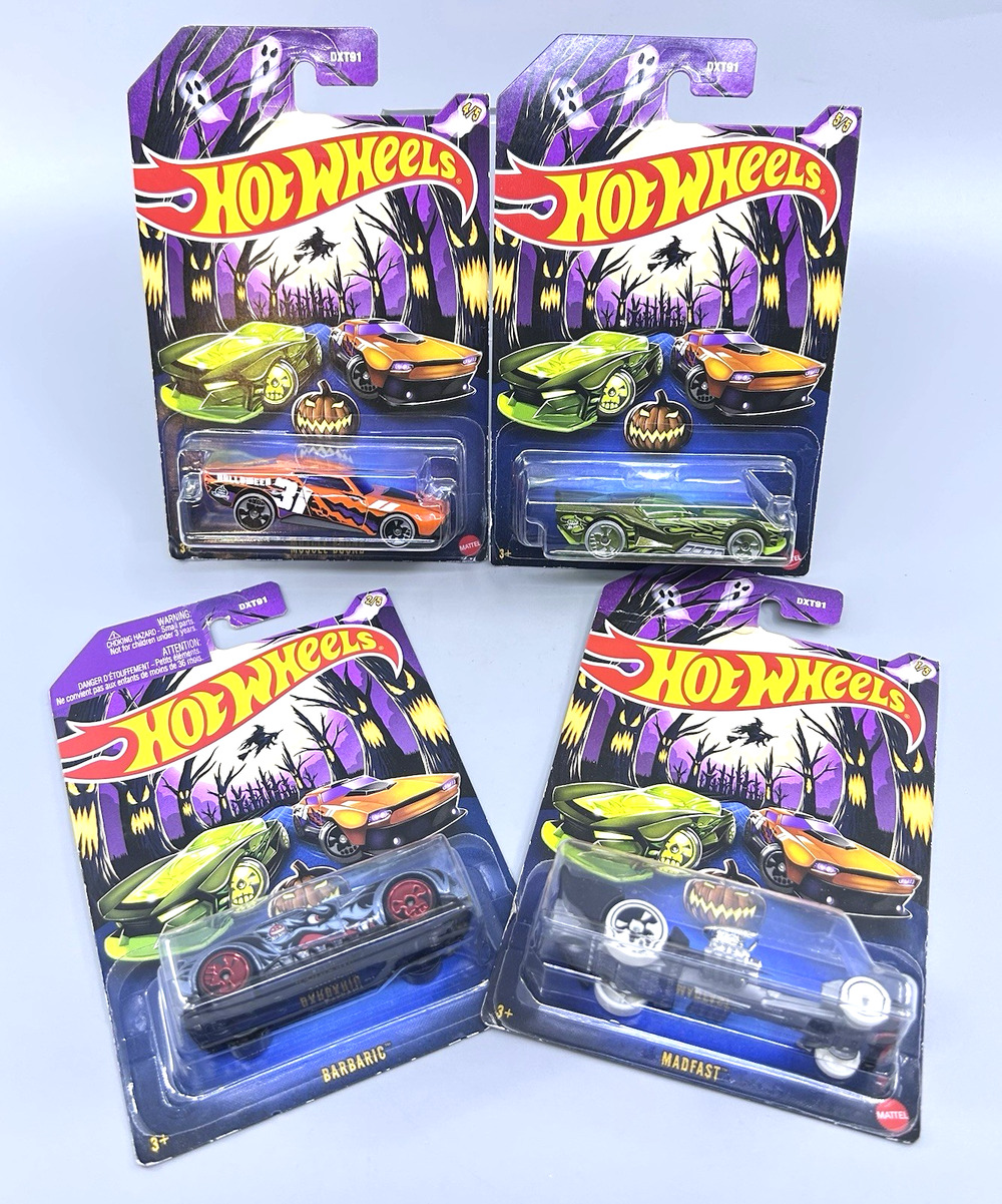 Hot Wheels HALLOWEEN Series Cars LOT of 4 DXT91 Diecast 1:64 Mattel NOC